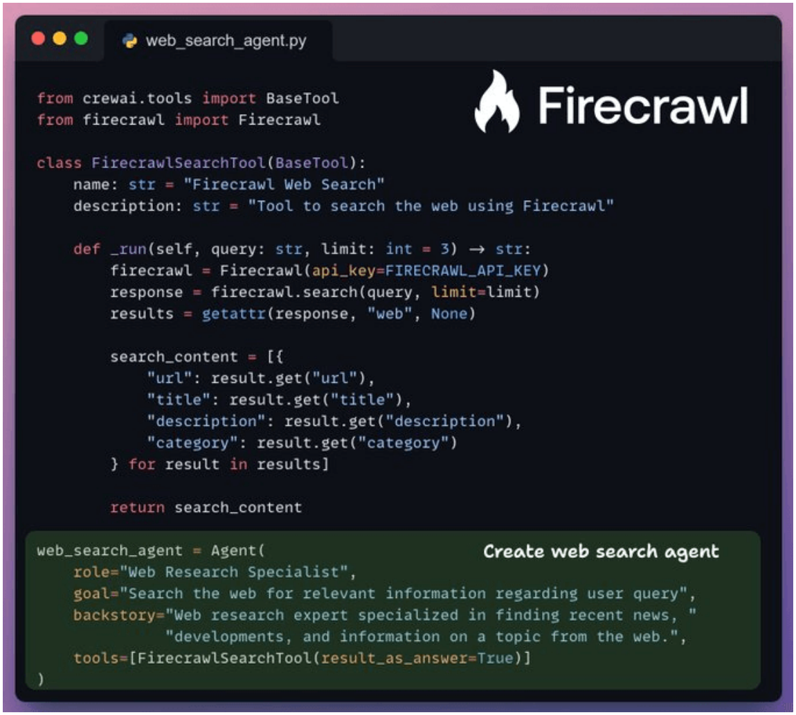 Live web context via Firecrawl (fast scrape and LLM-ready pages).