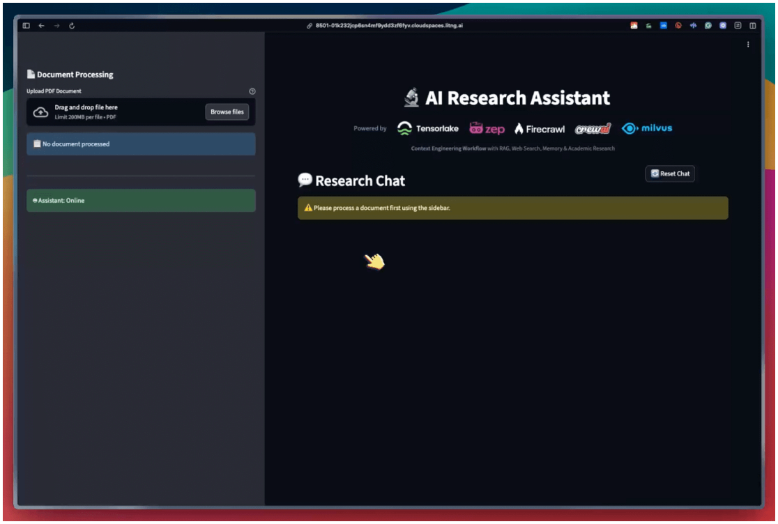Streamlit UI sketch: citations, metadata, and per-source transparency for debugging the workflow.