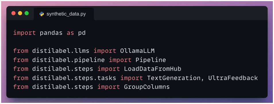 Distilabel overview for synthetic data.
